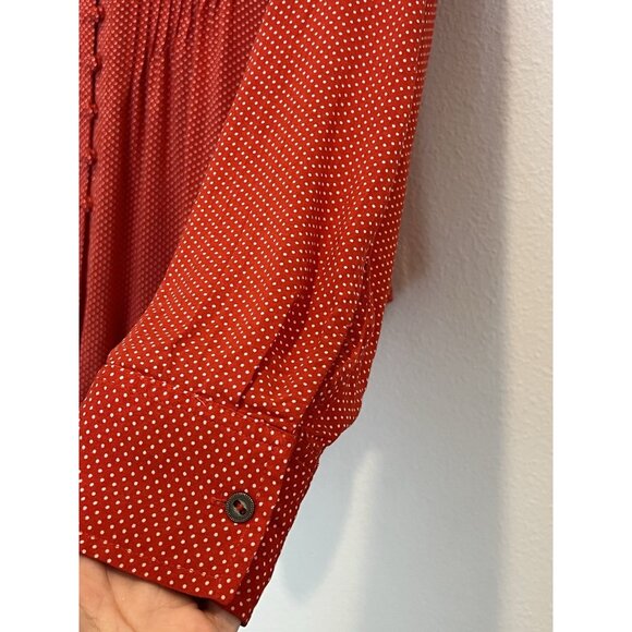 Anthropologie Maeve Shirt Small Blouse Polka Dot Matilda Red Long Sleeve - Picture 8 of 13